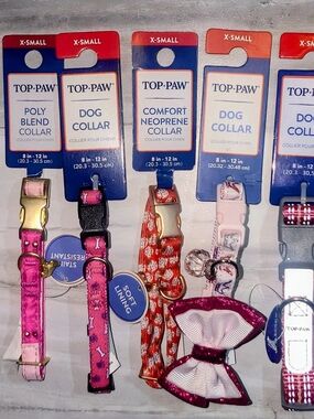 TOP-PAW X-SMALL Dog Collars (8-12 inch) - Lot of 5